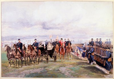 Car Mikołaj dokonuje przeglądu wojsk z Felixem Faure w Chalon-sur-Marne podczas wizyty we Francji, 9 października autorstwa Jean Baptiste Edouard Detaille