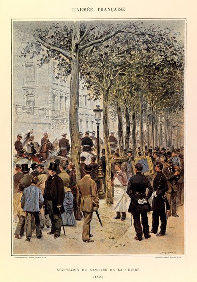 Typy i mundury francuskiego Armee kapitana Julesa Richarda, zilustrowane przez Edouarda Detaille (1848-1912): Sztab Ministra Wojny w 1884 r., zbiory prywatne autorstwa Jean Baptiste Edouard Detaille