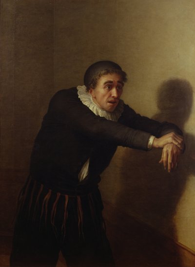 Aktor Grandmesnil (fl.1790) jako Harpagon w „Skąpiec” autorstwa Jean Baptiste Francois Desoria