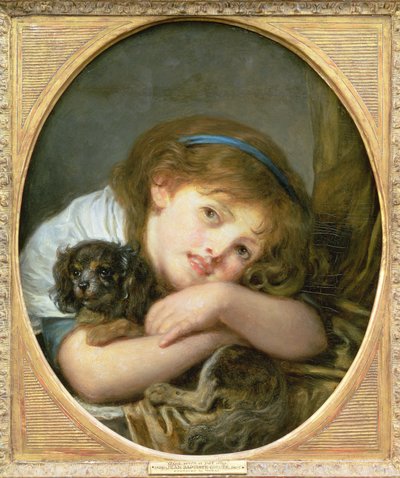Dziewczyna z psem (olej na panelu) autorstwa Jean Baptiste Greuze