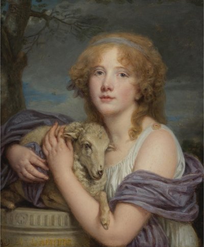 Dziewczyna z barankiem autorstwa Jean Baptiste Greuze