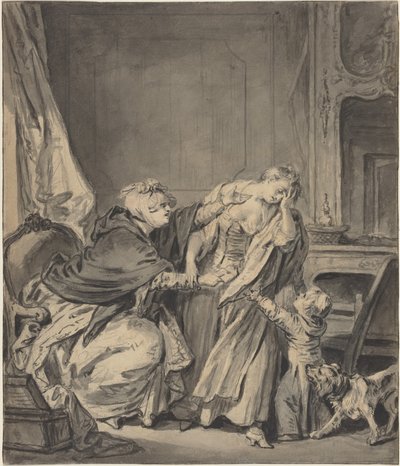 Zła matka (czarny i szary grafit na papierze) autorstwa Jean Baptiste Greuze