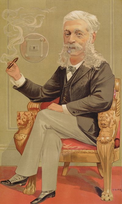 Baron Alphonse de Rothschild, ilustracja z Vanity Fair, 1894 kolor lito autorstwa Jean Baptiste Guth