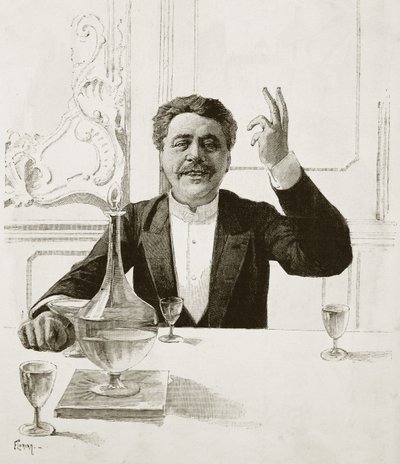 Portret Henryka Becque (1837-1899), francuskiego dramaturga - grób Floriana wg Jean-Baptiste Gutha (1883-1921) - Opublikowany w Revue illustree, ca. 1890 autorstwa Jean Baptiste Guth