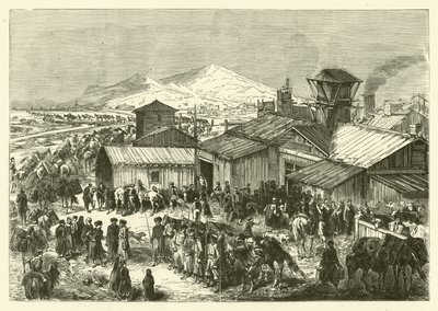 Rosyjska placówka handlowa w Kaszgarze (grawerowanie) autorstwa Jean Baptiste Henri Durand Brager
