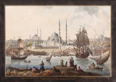 Yeni Cami i port w Stambule, druga połowa XVIII wieku. autorstwa Jean Baptiste Hilair