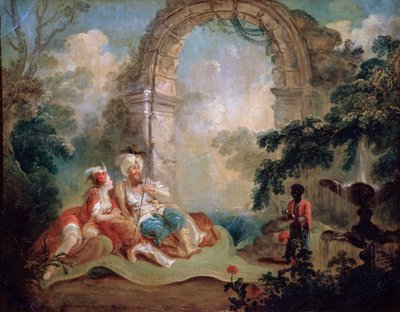 Turecka pasza i odaliska, koniec XVIII lub początek XIX wieku.. autorstwa Jean Baptiste Hilair