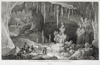 Widok wnętrza groty Antiparos, rytowany przez Jeana Baptiste Tillarda (1740-1813) autorstwa Jean Baptiste Hilair