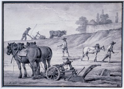 Rolnictwo: scena orki. Rysunek Jeana Baptiste Hueta (1745-1811) XVIII-wieczny Paryż, Luwr autorstwa Jean Baptiste Huet