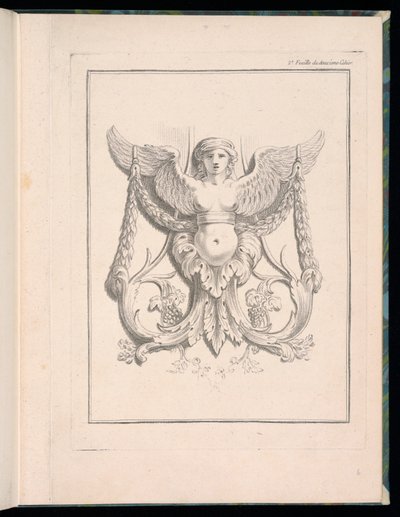 Projekt dla Sfinksa, pl. 2, Deuxieme Cahiers des arabesques dessinés par J.B. Huet... [Księga 2, Portfolios of Arabesques Designed by J.B. ma] autorstwa Jean Baptiste Huet