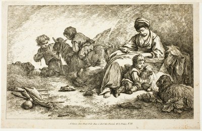 Matka i dzieci z owcami autorstwa Jean Baptiste Huet