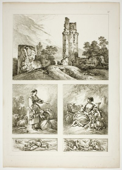 Tablica szesnasta z 38 z Oeuvres de J. B. Huet autorstwa Jean Baptiste Huet