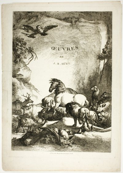 Strona tytułowa z Oeuvres de J. B. Huet autorstwa Jean Baptiste Huet