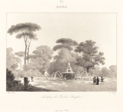 Fontanna w Ogrodzie Borghese autorstwa Jean Baptiste Isabey