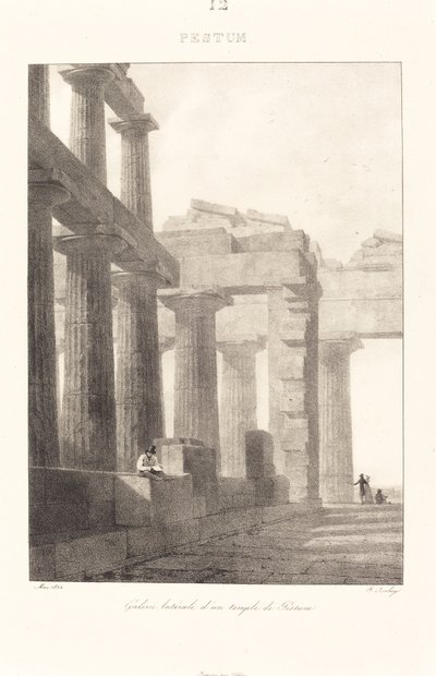 Boczna galeria świątyni w Paestum autorstwa Jean Baptiste Isabey