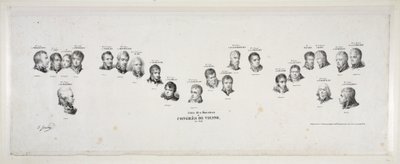 Nazwiska ministrów Kongresu Wiedeńskiego, 1815, wyd. 1815 autorstwa Jean Baptiste Isabey