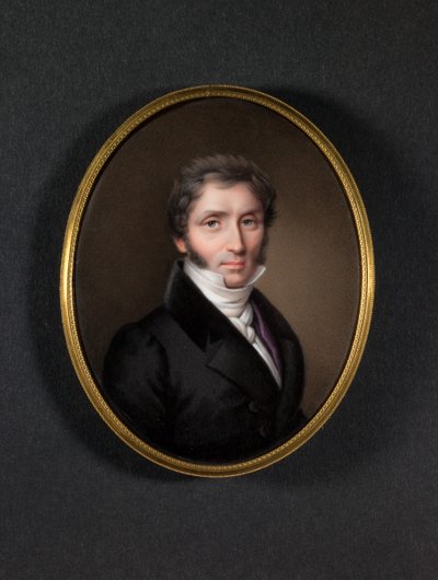Mężczyzna w ciemnym płaszczu (emalia na miedzi) autorstwa Jean Baptiste Joseph Duchesne