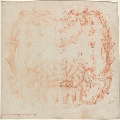Projekt ściany rokoko z fontanną i łabędziami [verso] autorstwa Jean Baptiste Joseph Pater
