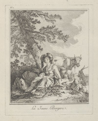 Młoda pasterka, tablica druga z Różnego stroju ludów Północy, 1765 autorstwa Jean Baptiste Le Prince