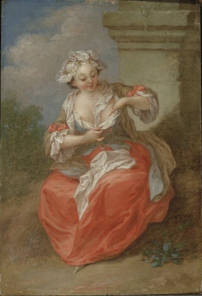 Młoda dziewczyna w pogoni za pchłami, ok. 1750 (olej na płótnie) autorstwa Jean Baptiste Lebel
