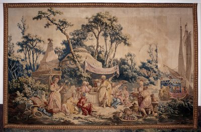 Bankiet na świeżym powietrzu, kurtyna rosyjskich gier autorstwa Jean Baptiste Leprince
