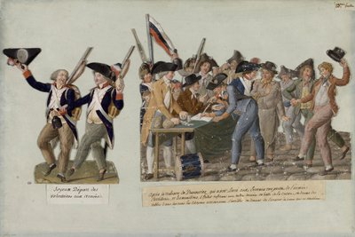 Wyjazd ochotników do armii rewolucyjnych, ok. godz. 1793. autorstwa Jean Baptiste Lesueur