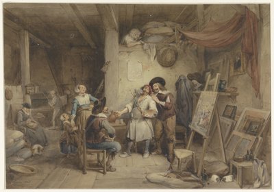 Adriaen Brouwer ze swoim uczniem J. van Craesbeek autorstwa Jean-Baptiste Madou