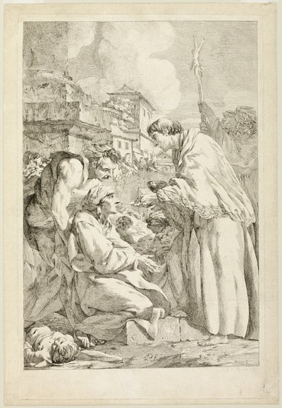 Św. Karol Boromeusz Błogosławiący Zarazę autorstwa Jean Baptiste Marie Pierre