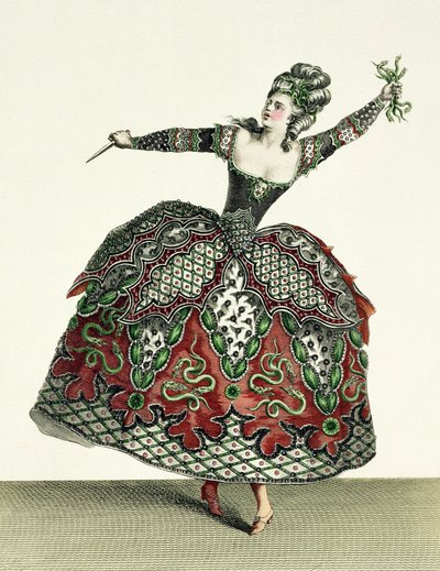 Kostium furii w Ifigenii w Taurydzie i kilku innych oper, ryty przez Rene Gaillarda (ok. 1710-90) ok. 1780 autorstwa Jean Baptiste Martin