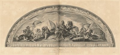 Hiszpania Wieszak Salonu de la Guerre przed Galerią (Hiszpania, Centrum Salonu Wojennego Naprzeciw Galerii) [pl. 38] autorstwa Jean Baptiste Masse