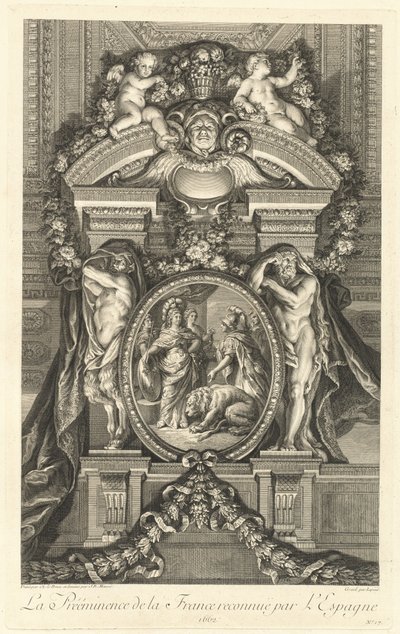 Uznanie prymatu Francji przez Hiszpanię 1662 [pl. 17] autorstwa Jean Baptiste Masse