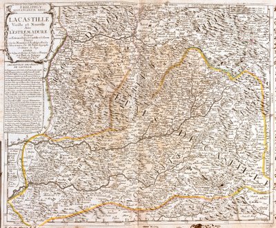 Mapa Kastylii (Hiszpania) (Grawerowanie autorstwa Jean Baptiste Nolin