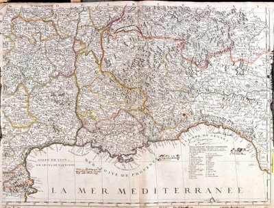 Mapa Dauphine i Prowansji (Francja) (Grawerowanie autorstwa Jean Baptiste Nolin