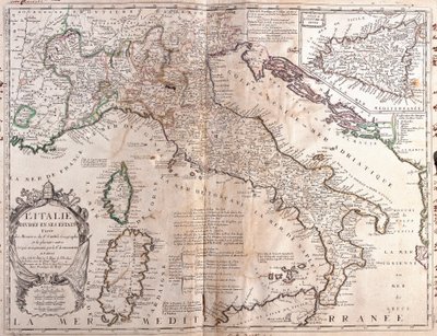 Mapa Włoch z Korsyką, Sardynią i Sycylią (Grawerowanie autorstwa Jean Baptiste Nolin