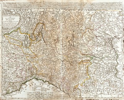 Mapa Lombardii (Włochy) (Grawerowanie autorstwa Jean Baptiste Nolin