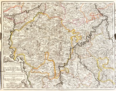 Mapa Luksemburga i diecezji Treves (Niemcy) (Grawerowanie autorstwa Jean Baptiste Nolin