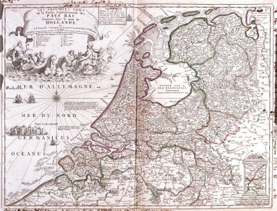 Mapa Holandii (Grawerowanie autorstwa Jean Baptiste Nolin