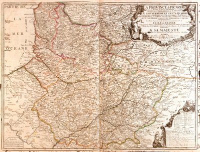 Mapa Pikardii (Francja) autorstwa Jean Baptiste Nolin