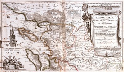 Mapa Poitou Charentes (Francja) (Grawerowanie autorstwa Jean Baptiste Nolin