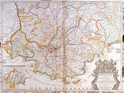 Mapa Prowansji (Francja) (Grawerowanie autorstwa Jean Baptiste Nolin