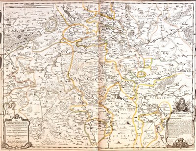 Mapa obszaru Nancy (Francja) (Grawerowanie autorstwa Jean Baptiste Nolin