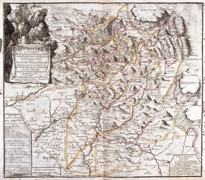 Mapa Sewennów (Francja) (Grawerowanie autorstwa Jean Baptiste Nolin
