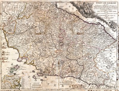 Mapa terytoriów kościelnych we Włoszech (akwaforta autorstwa Jean Baptiste Nolin