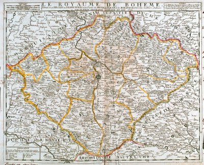 Mapa Królestwa Czech (Republika Czeska) (Grawerowanie autorstwa Jean Baptiste Nolin