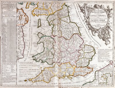 Mapa Królestwa Anglii pod panowaniem Jakuba II (Grawerowanie autorstwa Jean Baptiste Nolin