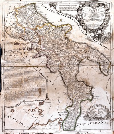 Mapa Królestwa Neapolu (Włochy) (Grawerowanie autorstwa Jean Baptiste Nolin