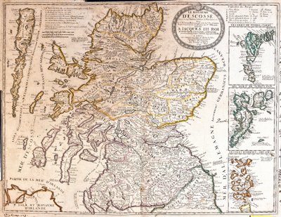 Mapa Królestwa Szkocji pod panowaniem Jakuba II autorstwa Jean Baptiste Nolin