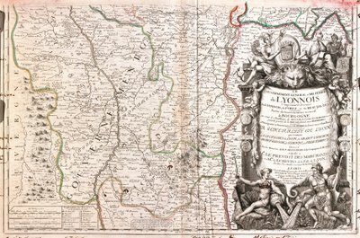 Mapa Lyonnais (Francja) (Grawerowanie autorstwa Jean Baptiste Nolin