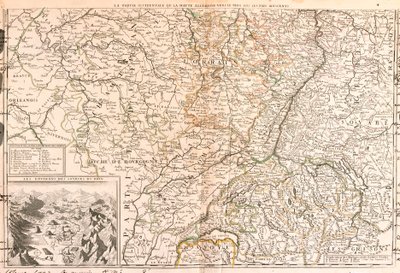 Mapa obszaru wokół Renu (Niemcy, Szwajcaria, Francja) (Grawerowanie autorstwa Jean Baptiste Nolin
