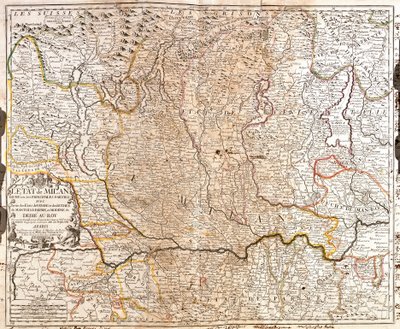 Mapa obszaru Mediolanu (Włochy) (Grawerowanie autorstwa Jean Baptiste Nolin